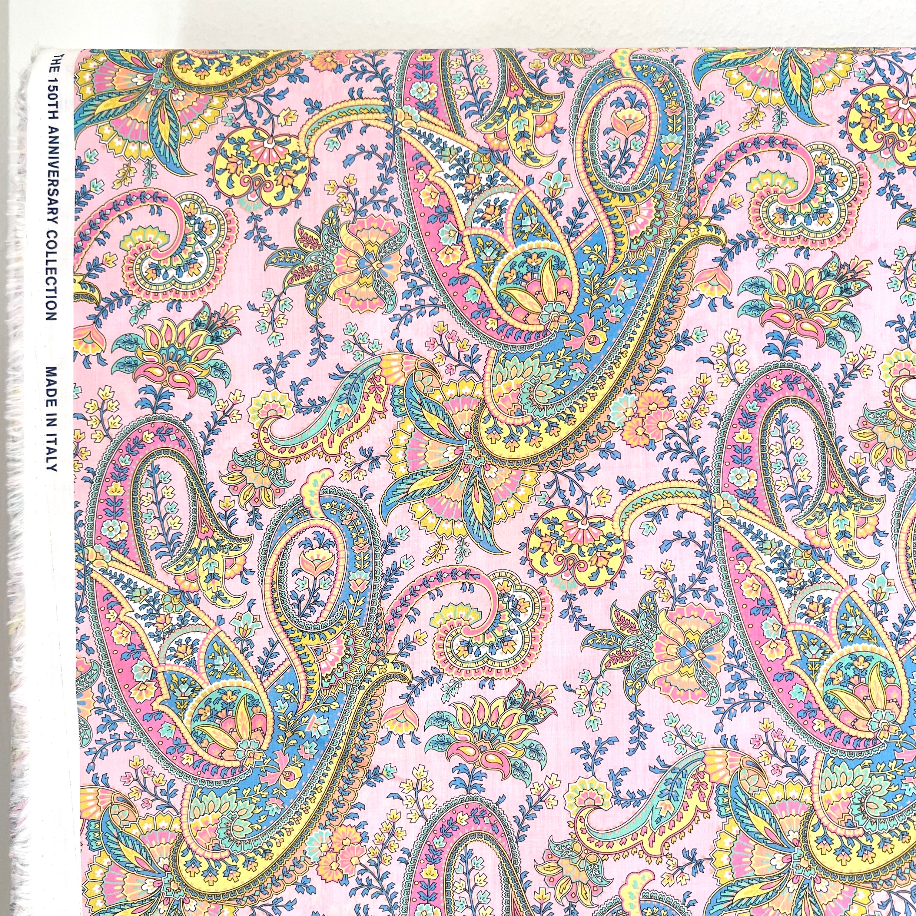 Liberty London- Florence Melody Tana Lawn Cotton- Blue, Yellow, Pink- Paisley