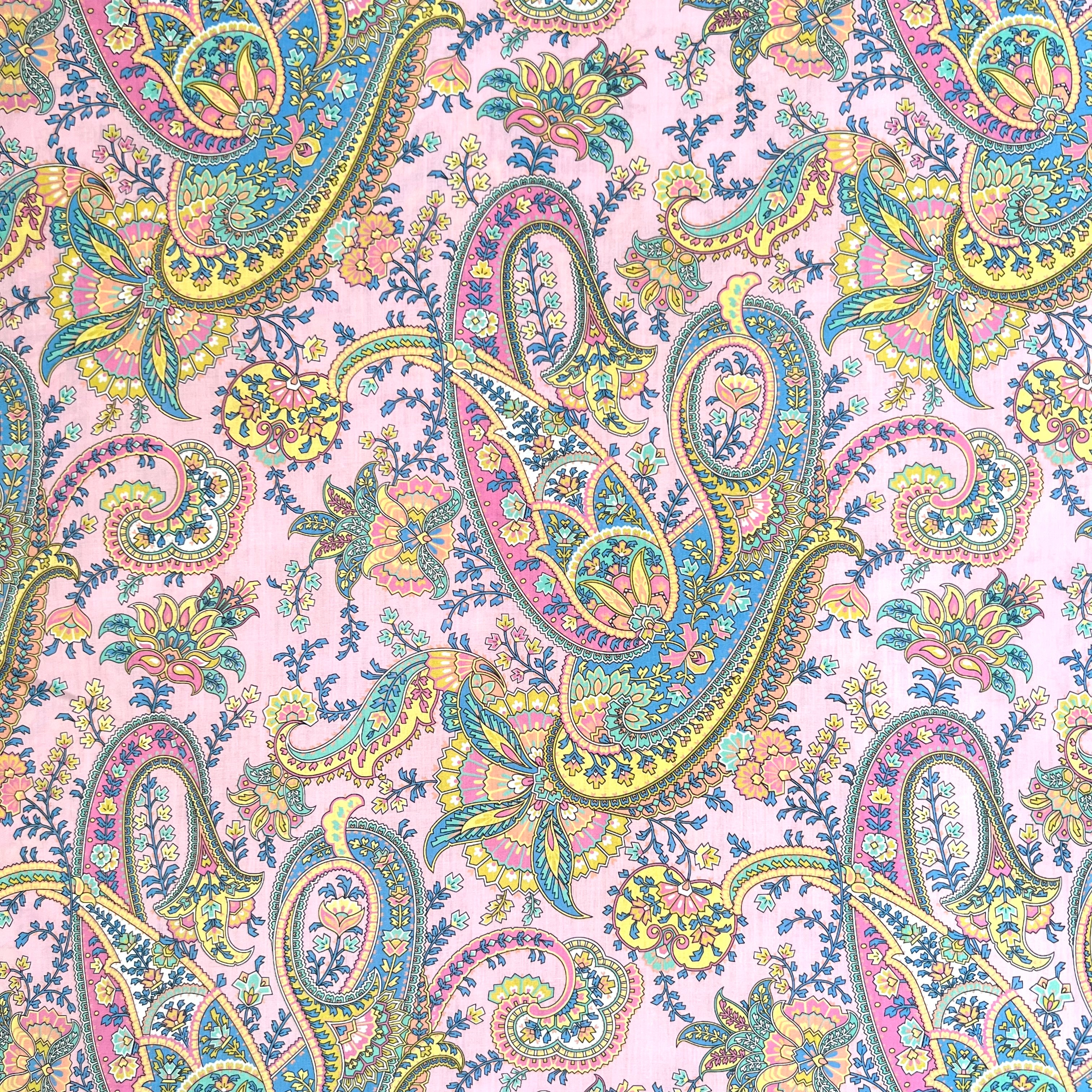 Liberty London- Florence Melody Tana Lawn Cotton- Blue, Yellow, Pink- Paisley