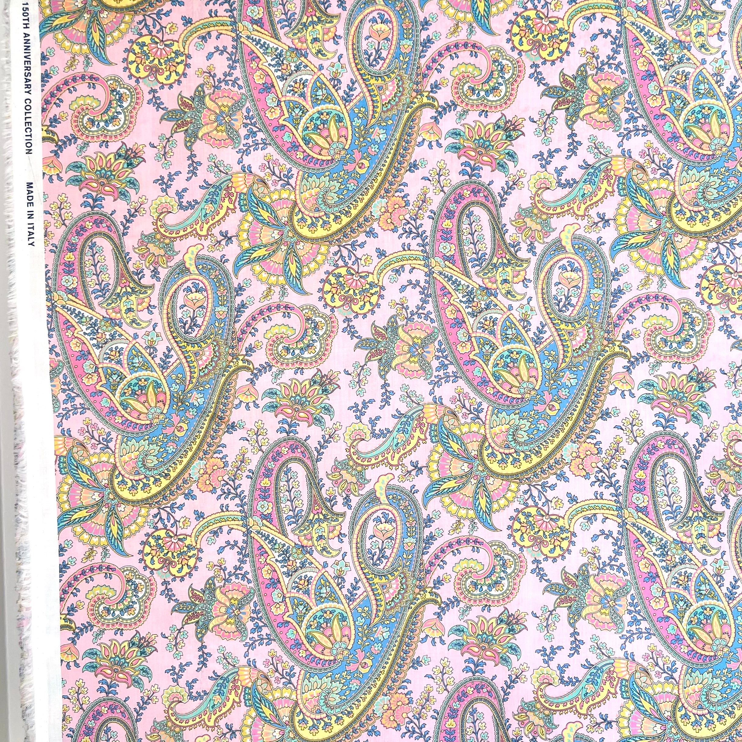 Liberty London- Florence Melody Tana Lawn Cotton- Blue, Yellow, Pink- Paisley