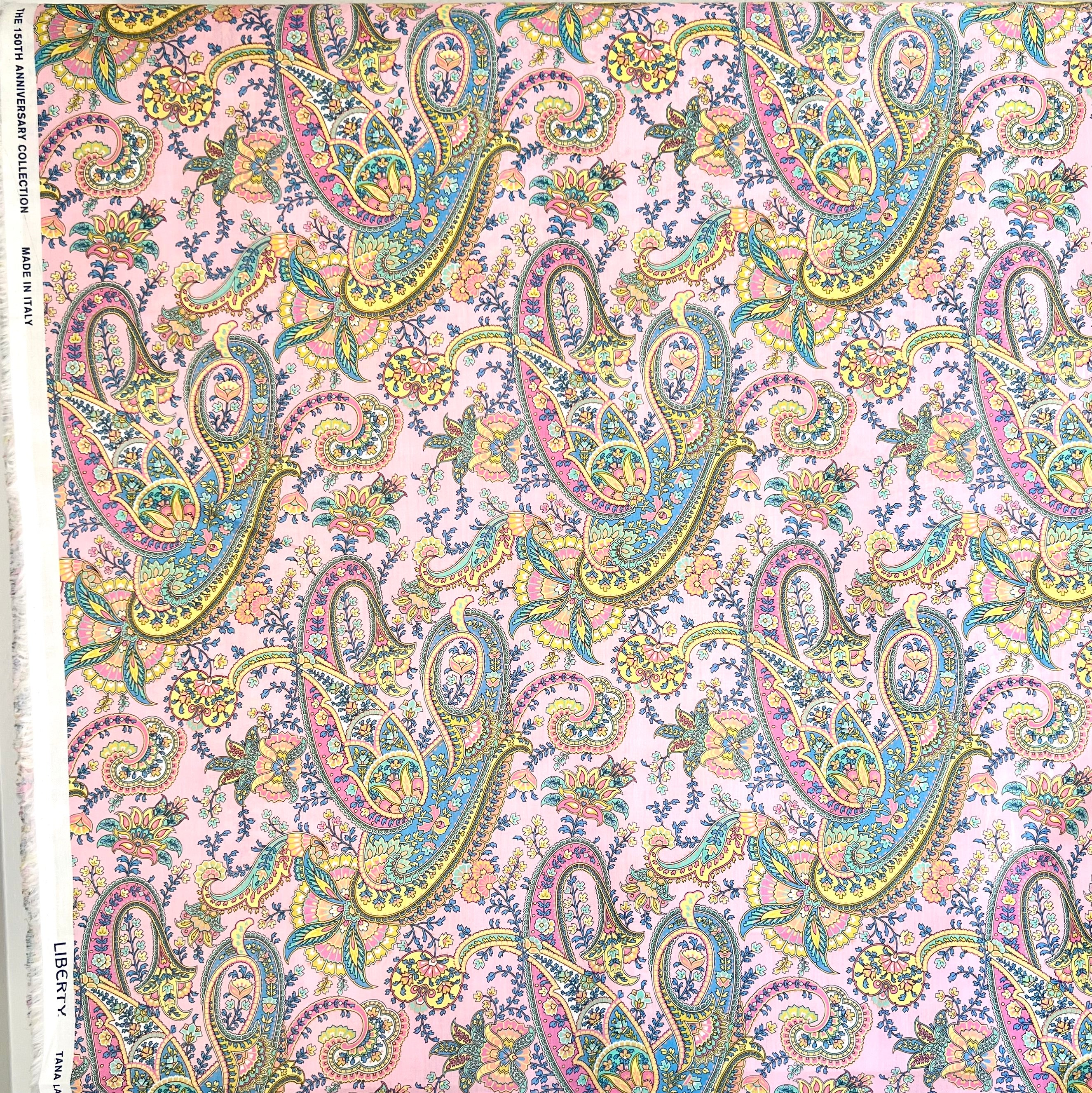 Liberty London- Florence Melody Tana Lawn Cotton- Blue, Yellow, Pink- Paisley