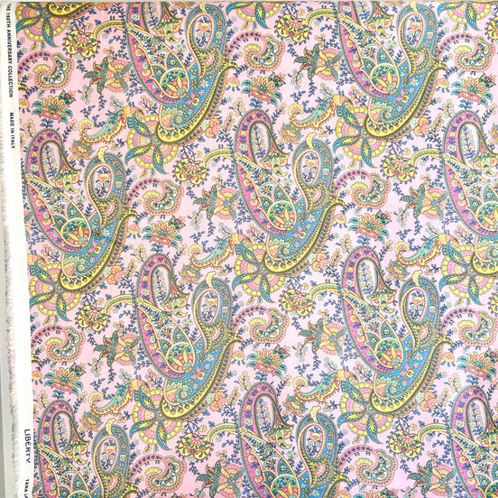 Liberty London- Florence Melody Tana Lawn Cotton- Blue, Yellow, Pink- Paisley