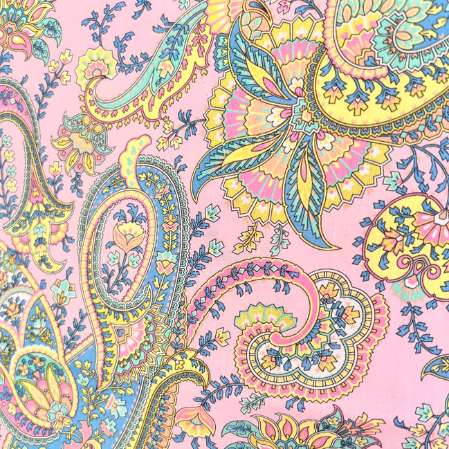 Liberty London- Florence Melody Tana Lawn Cotton- Blue, Yellow, Pink- Paisley
