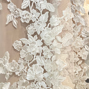 Off White 3D Floral- European Embroidered Tulle- 52