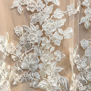 Off White 3D Floral- European Embroidered Tulle- 52