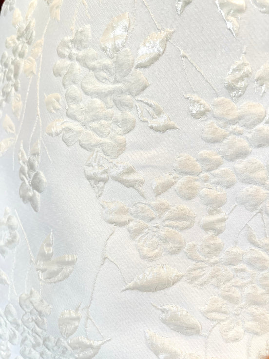 White Floral Silk Blend European Cloque Jacquard- 52” (1732)