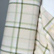 Olive Green, White, Ecru Cotton Woven Plaid- 44” Wide- Heavy for Blankets, Pillows, Wraps- “Straw