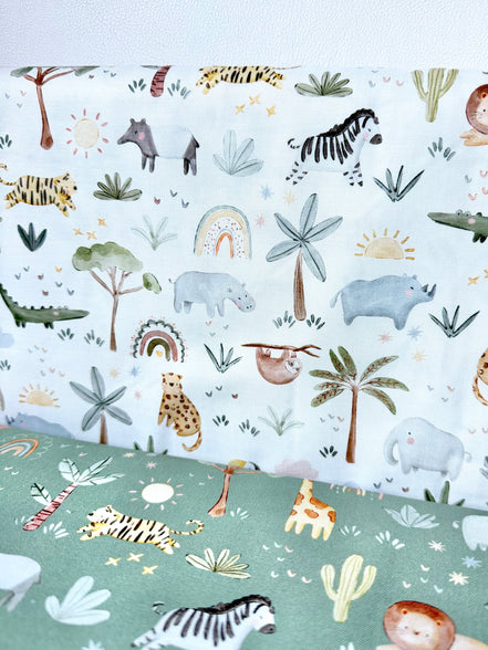 The Wild Ones- Jungle Animals, Rainbows, Sloths- Cream "Ivory"- 44" Cotton