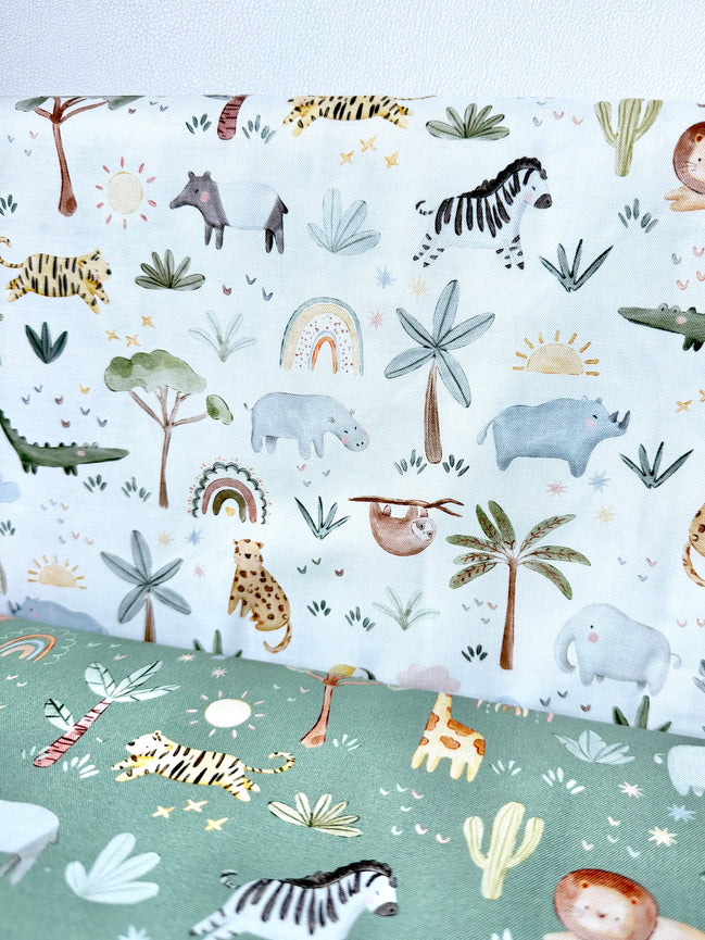 The Wild Ones- Jungle Animals, Rainbows, Sloths- Cream "Ivory"- 44" Cotton
