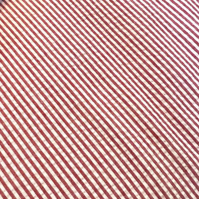 Crimson and White Seersucker Stripe- 57” Wide- Cotton Poly Blend