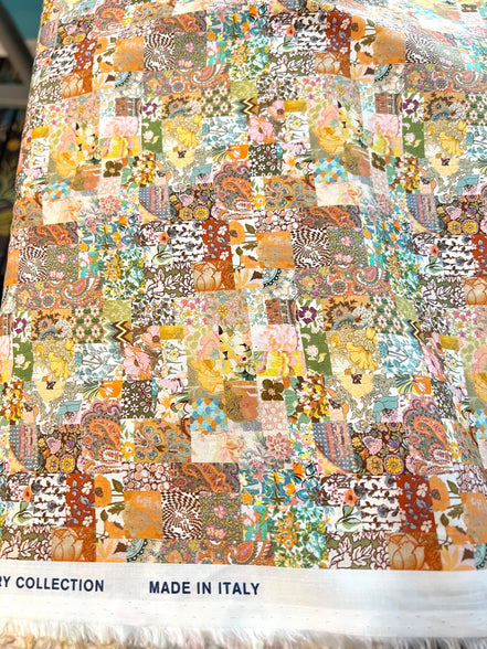 Liberty London- Archive Patchwork Tana Lawn Cotton- Blue, Yellow, Green, Orange- Pink