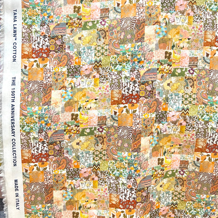 Liberty London- Archive Patchwork Tana Lawn Cotton- Blue, Yellow, Green, Orange- Pink