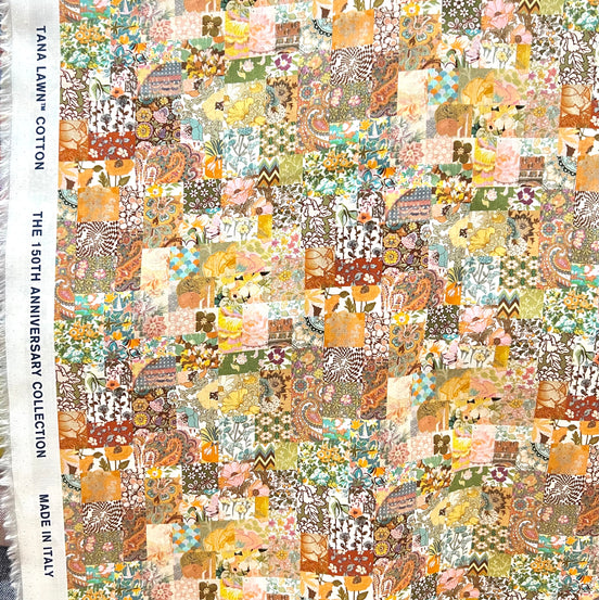 Liberty London- Archive Patchwork Tana Lawn Cotton- Blue, Yellow, Green, Orange- Pink