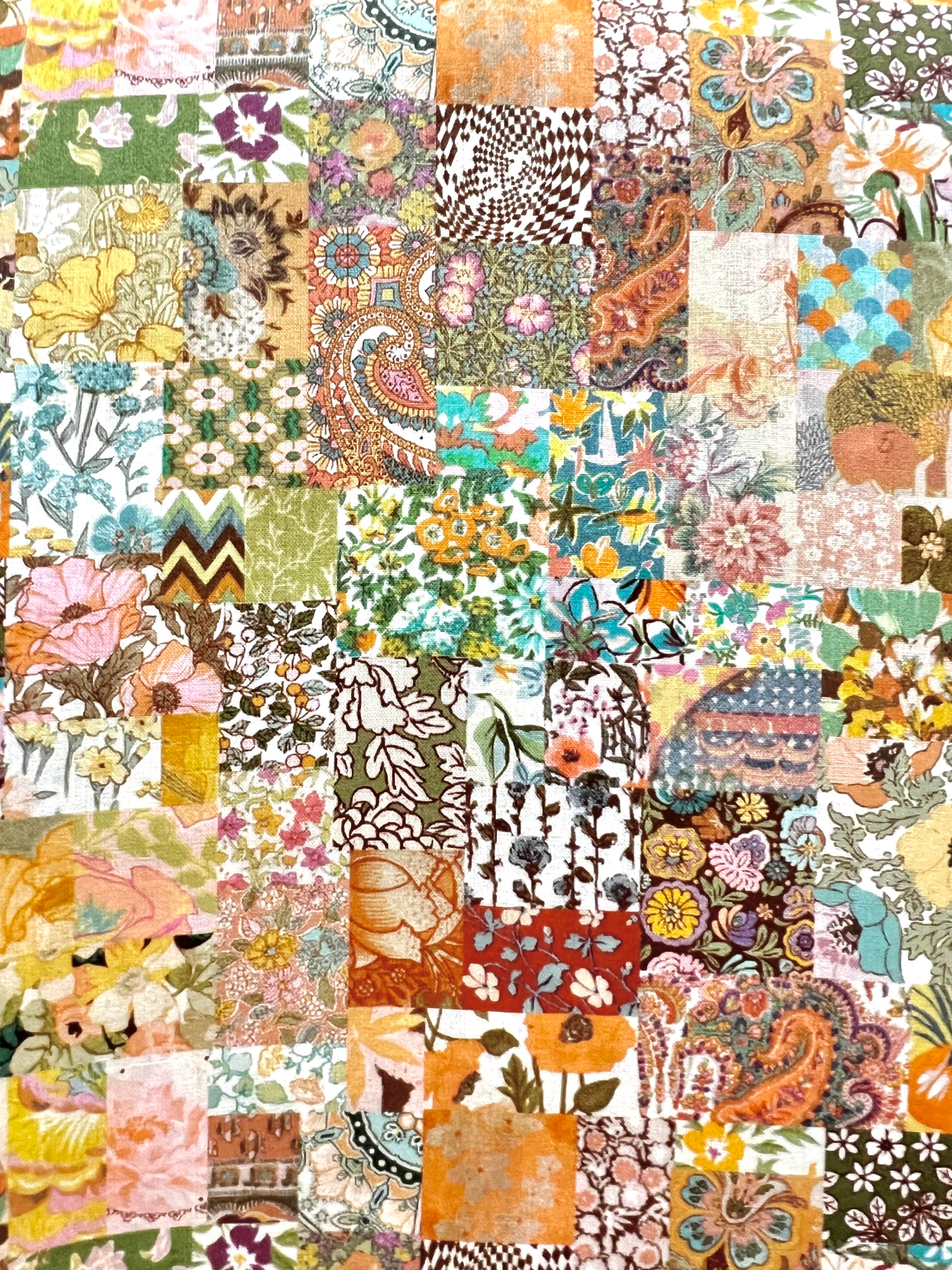Liberty London- Archive Patchwork Tana Lawn Cotton- Blue, Yellow, Green, Orange- Pink
