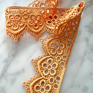 Dark Yellow (Like Saffron) Floral Guipure- Lace Trim 4217- 1.65