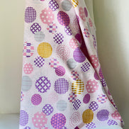 Purple, Yellow, White on Pink- “Light Japanese Style”- Cosmo- 51108-1C- 44” Cotton Dobby
