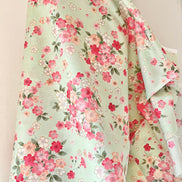 Kokka Japanese Sakura- 100% Cotton- 43” Wide- Subtle Metallic- Hot Pink, Mint