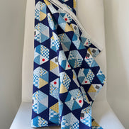 Blue, Yellow, White, Red on Navy- “Light Japanese Style”- Cosmo- 51108-2E- 44” Cotton Dobby