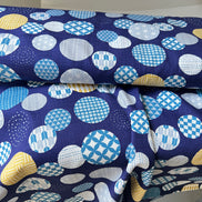Gray, Yellow, White on Navy- “Light Japanese Style”- Cosmo- 51108-1E- 44” Cotton Dobby