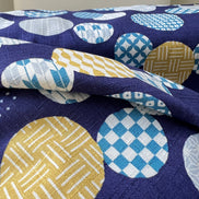 Gray, Yellow, White on Navy- “Light Japanese Style”- Cosmo- 51108-1E- 44” Cotton Dobby