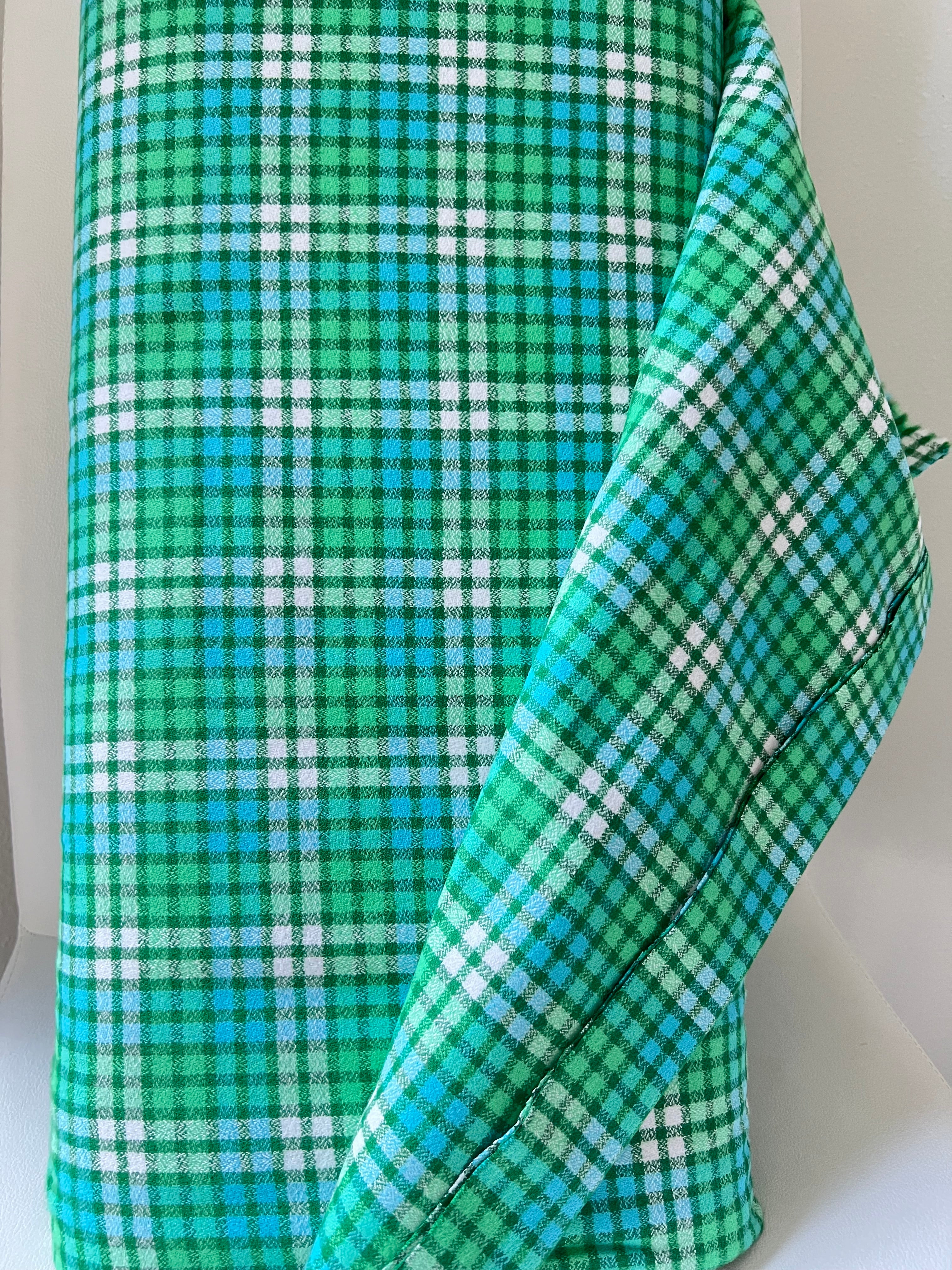 Mammoth Junior Flannel- “Grass”- Green, Turquoise, White- Cotton- 44” Wide