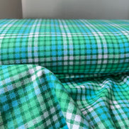 Mammoth Junior Flannel- “Grass”- Green, Turquoise, White- Cotton- 44” Wide