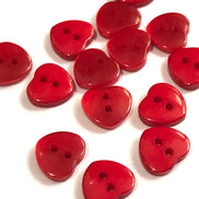 Red Pearl Heart Buttons- P-8323