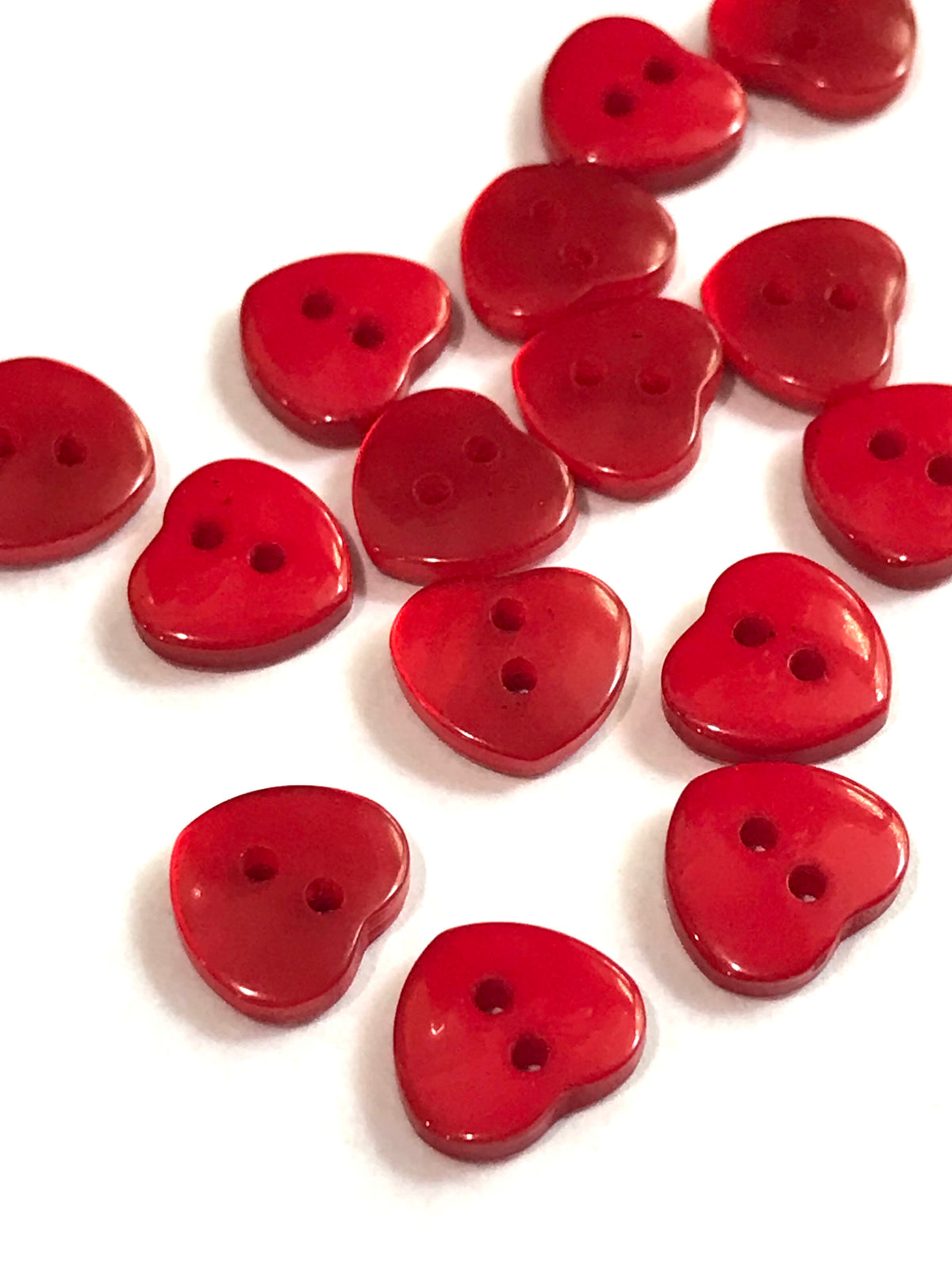 Red Pearl Heart Buttons- P-8323
