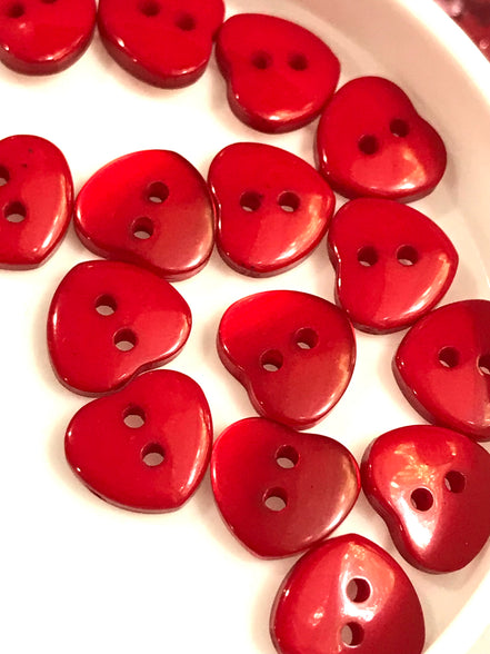 Red Pearl Heart Buttons- P-8323