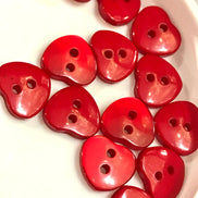 Red Pearl Heart Buttons- P-8323