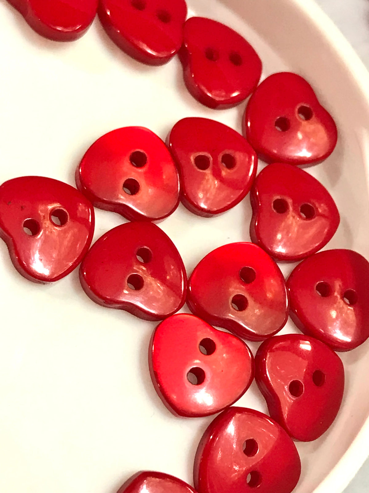 Red Pearl Heart Buttons- P-8323