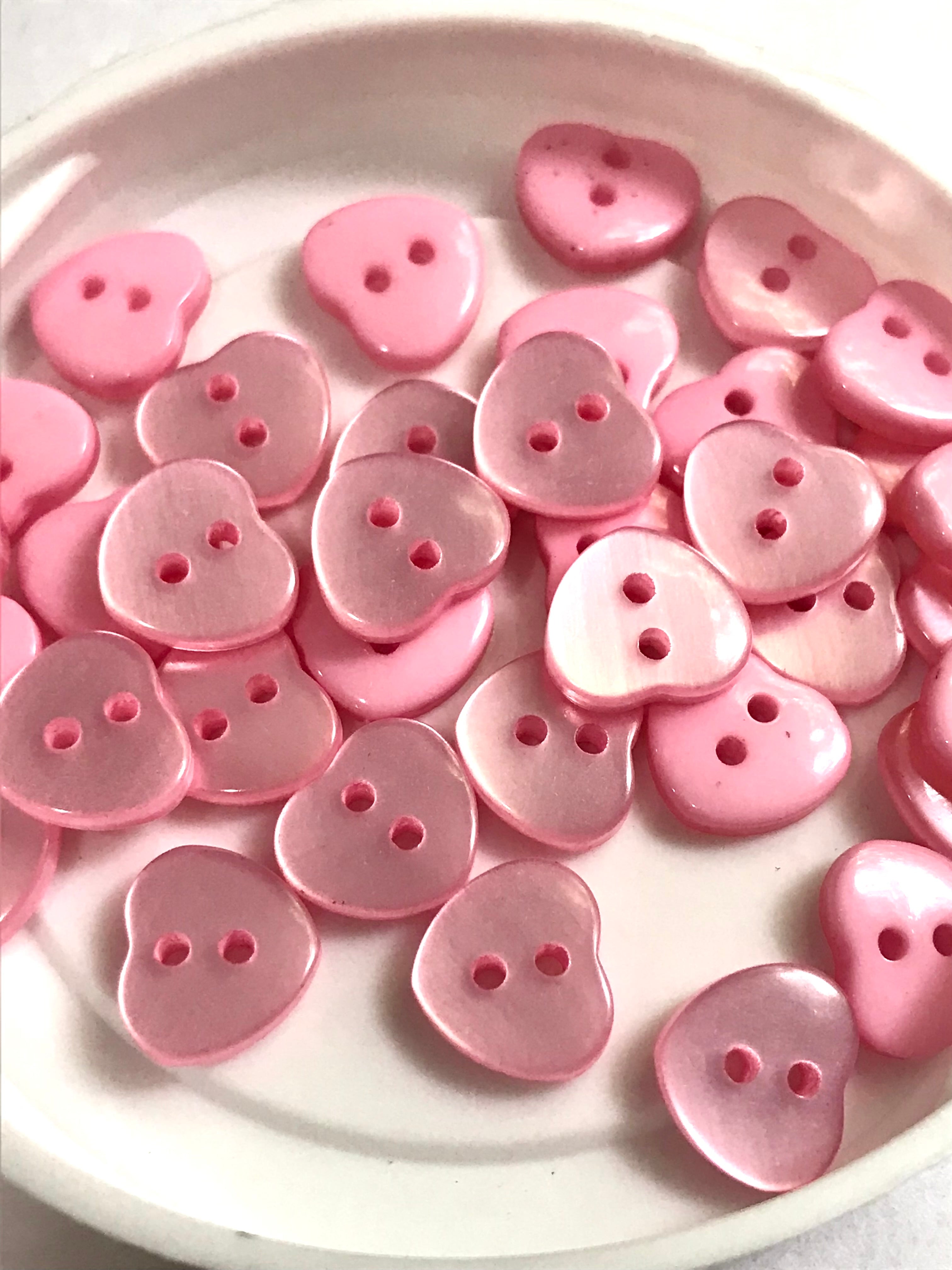 Pink Pearl Heart Buttons- P-8322