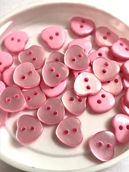 Pink Pearl Heart Buttons- P-8322