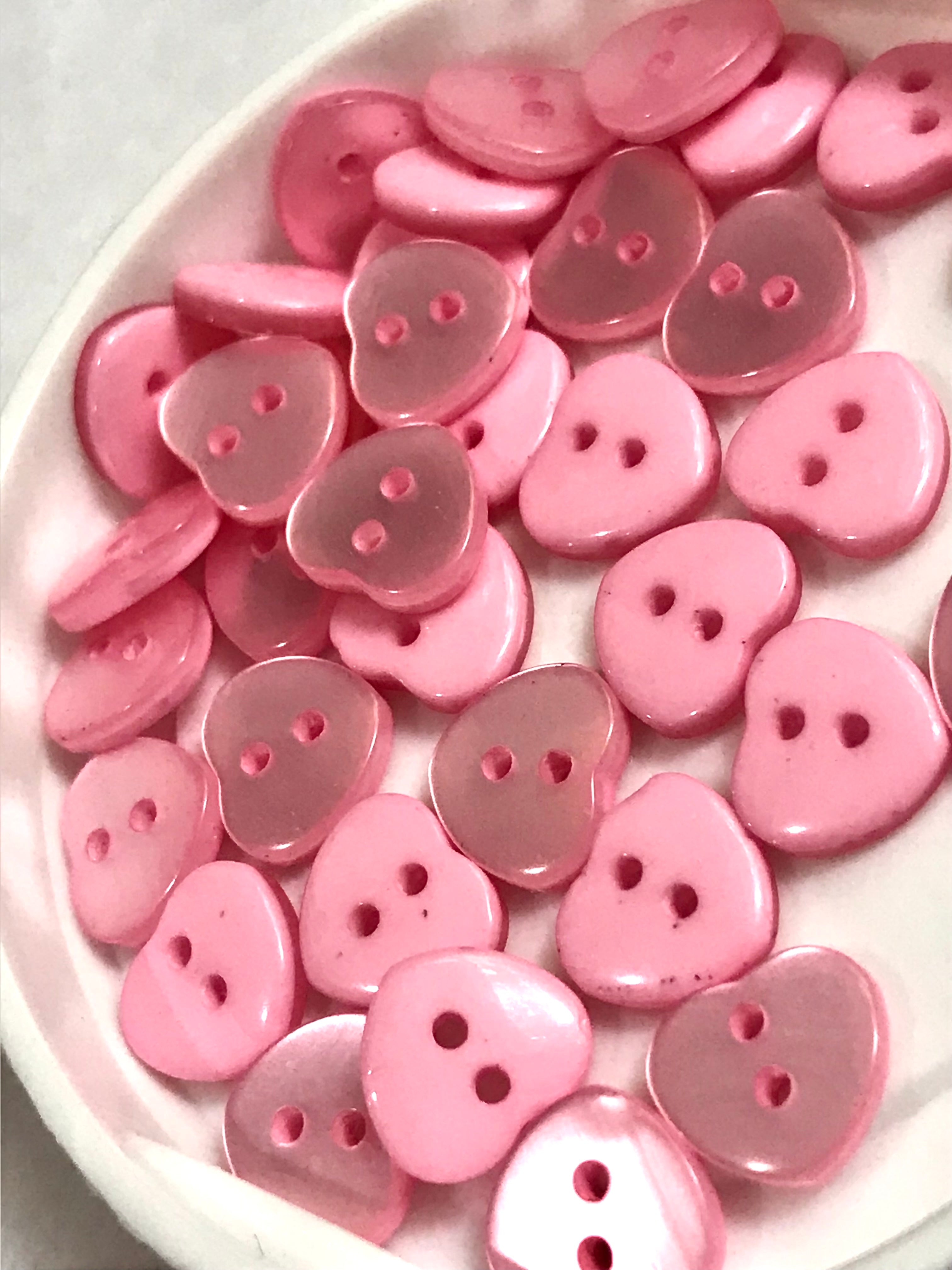 Pink Pearl Heart Buttons- P-8322