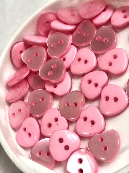 Pink Pearl Heart Buttons- P-8322