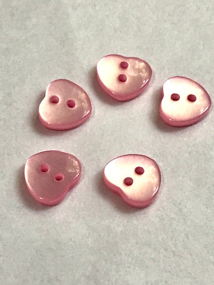 Pink Pearl Heart Buttons- P-8322