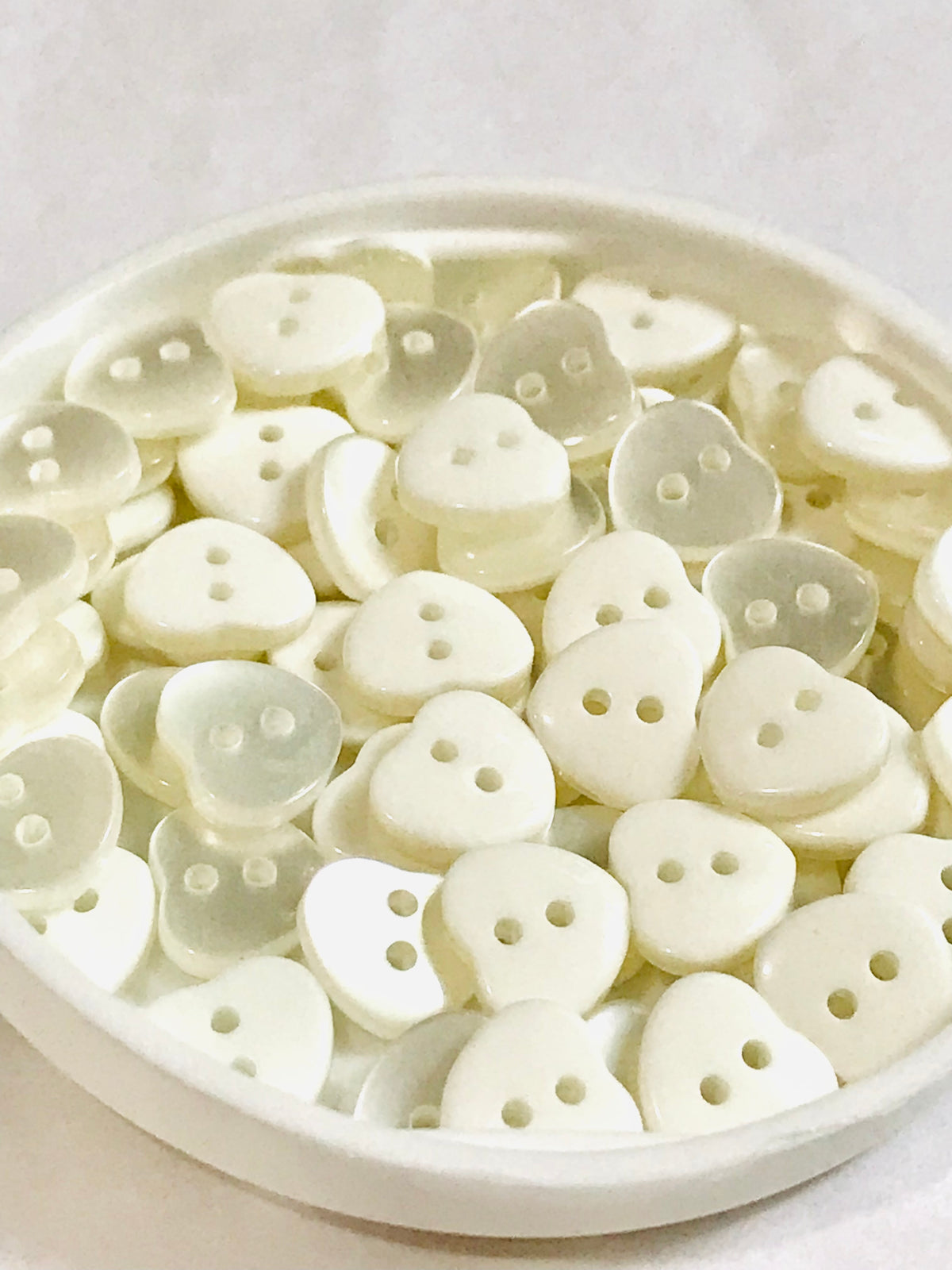 White Pearl Heart Buttons- P-8324