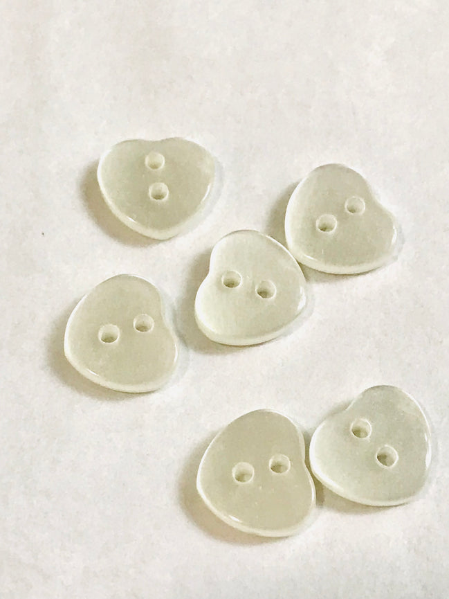 White Pearl Heart Buttons- P-8324