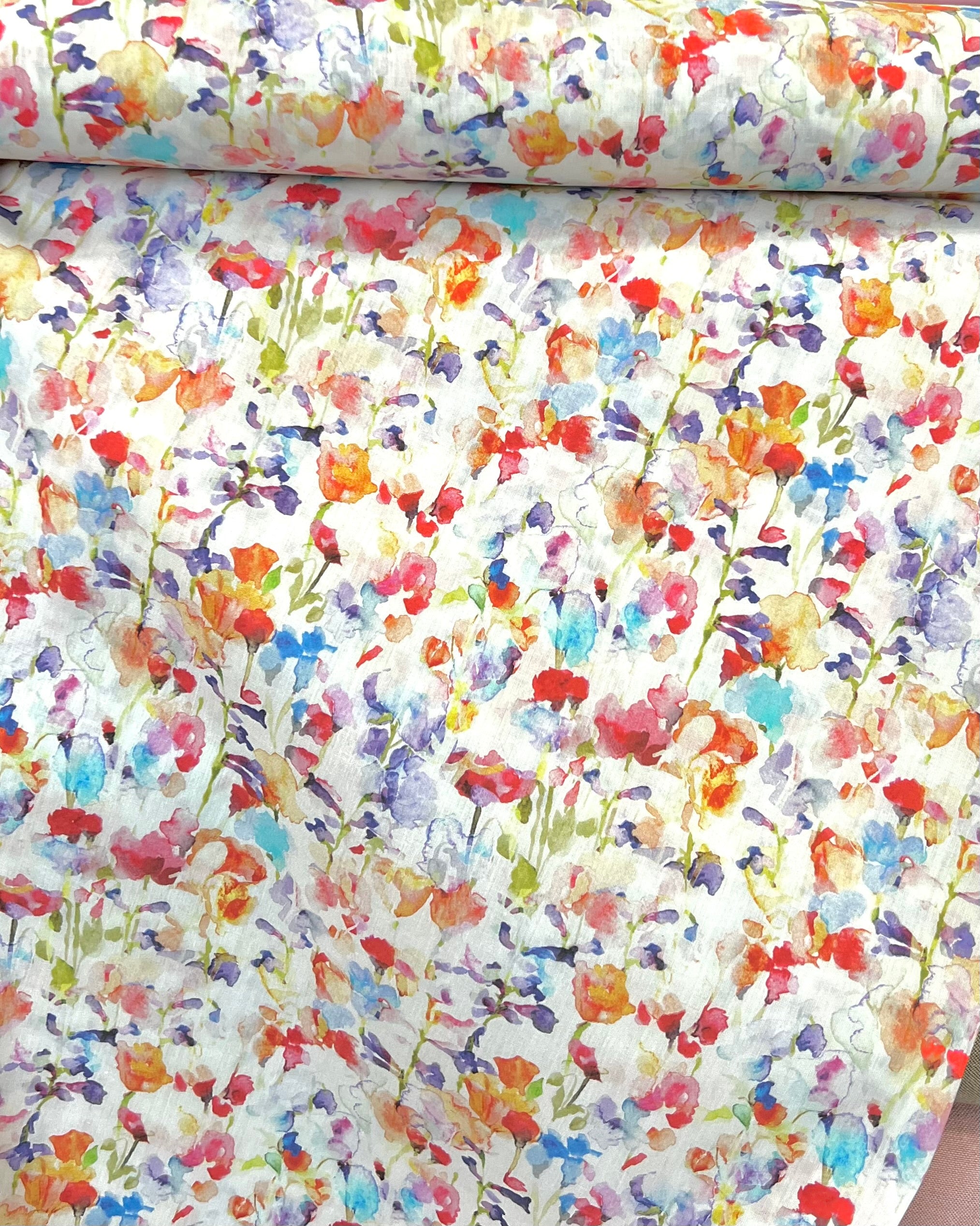 Inky Fields- Multi-color w/ Red- Liberty Tana Lawn