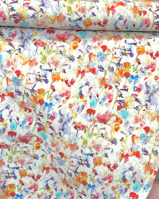 Inky Fields- Multi-color w/ Red- Liberty Tana Lawn
