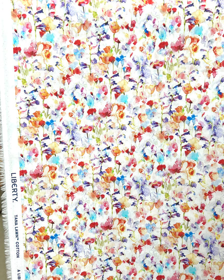 Inky Fields- Multi-color w/ Red- Liberty Tana Lawn