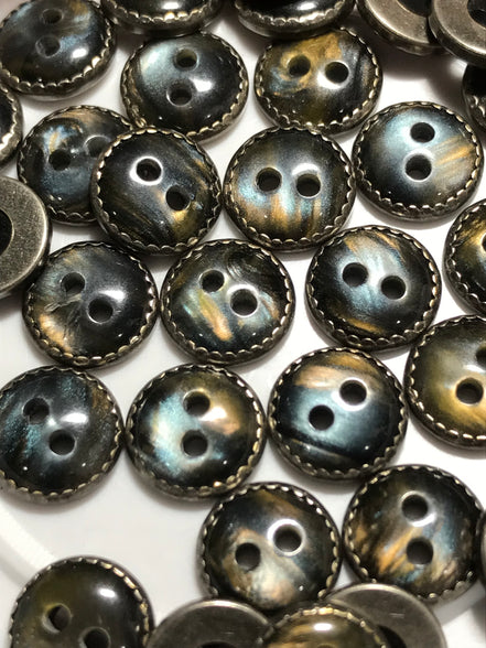Antique Silver- Smoke Pearl Buttons- - 7/16"- MTP-122