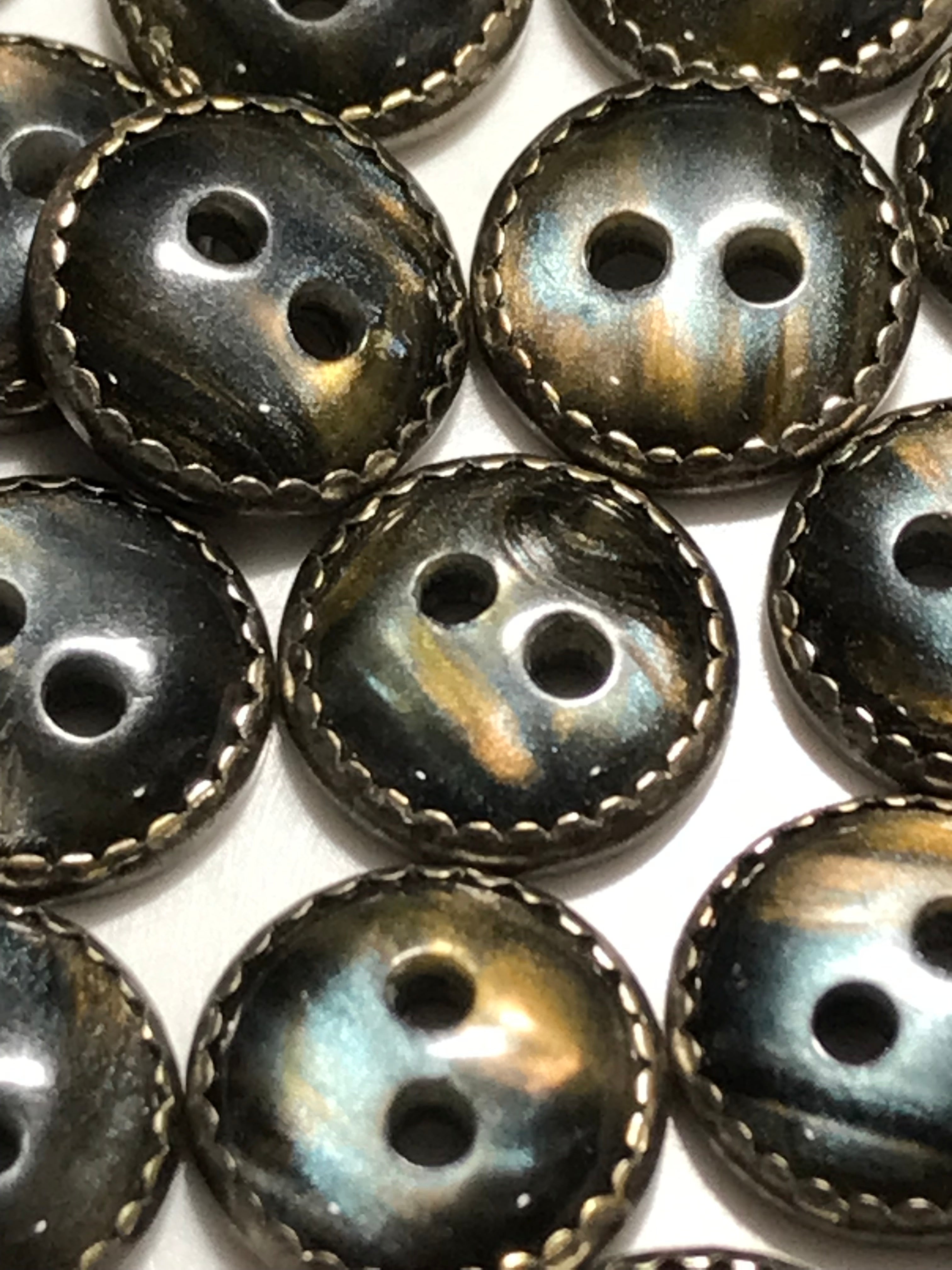 Antique Silver- Smoke Pearl Buttons- - 7/16