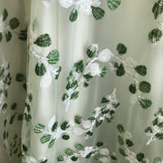 Green Embroidery and White Sequins on Tulle- 48
