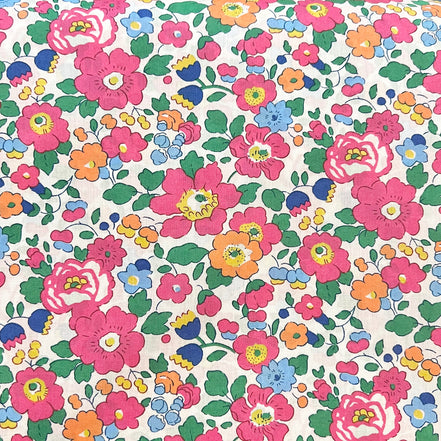Liberty London- “Betsy" Tana Lawn Cotton- Fuchsia, Green, Blue, Yellow, Orange
