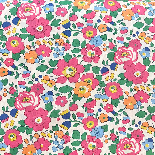 Liberty London- “Betsy" Tana Lawn Cotton- Fuchsia, Green, Blue, Yellow, Orange