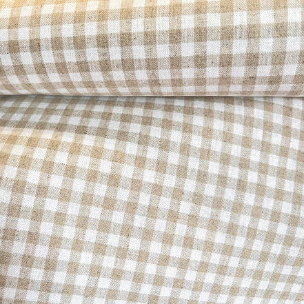 Essex Yarn Dyed Classic Wovens- Linen- Cotton Blend- “Natural"- Gingham- 43” Wide