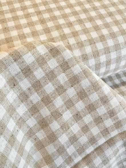 Essex Yarn Dyed Classic Wovens- Linen- Cotton Blend- “Natural"- Gingham- 43” Wide