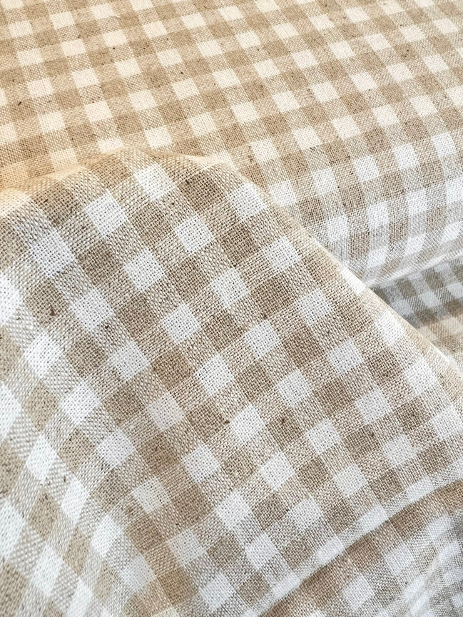 Essex Yarn Dyed Classic Wovens- Linen- Cotton Blend- “Natural"- Gingham- 43” Wide
