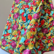 Turquoise, Red, Orchid, Chartreuse Abstract Floral Print Cotton Fabric- “Cactus Flora Berry