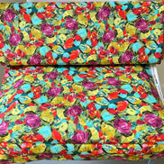 Turquoise, Red, Orchid, Chartreuse Abstract Floral Print Cotton Fabric- “Cactus Flora Berry